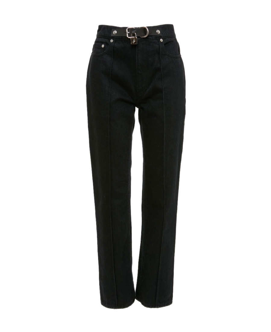 Jw Anderson Padlock Strap Slim-fit Jeans In Black