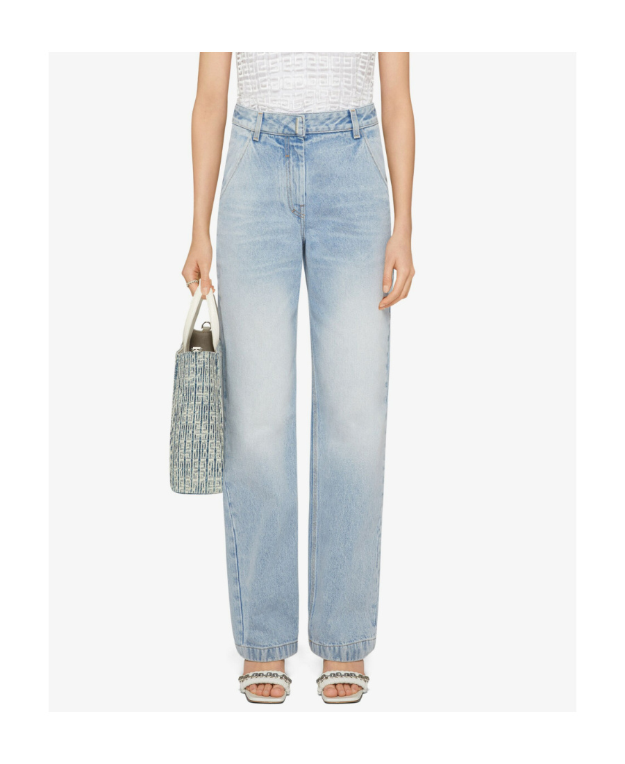 Givenchy Mixed Denim Oversized Jeans In Blue