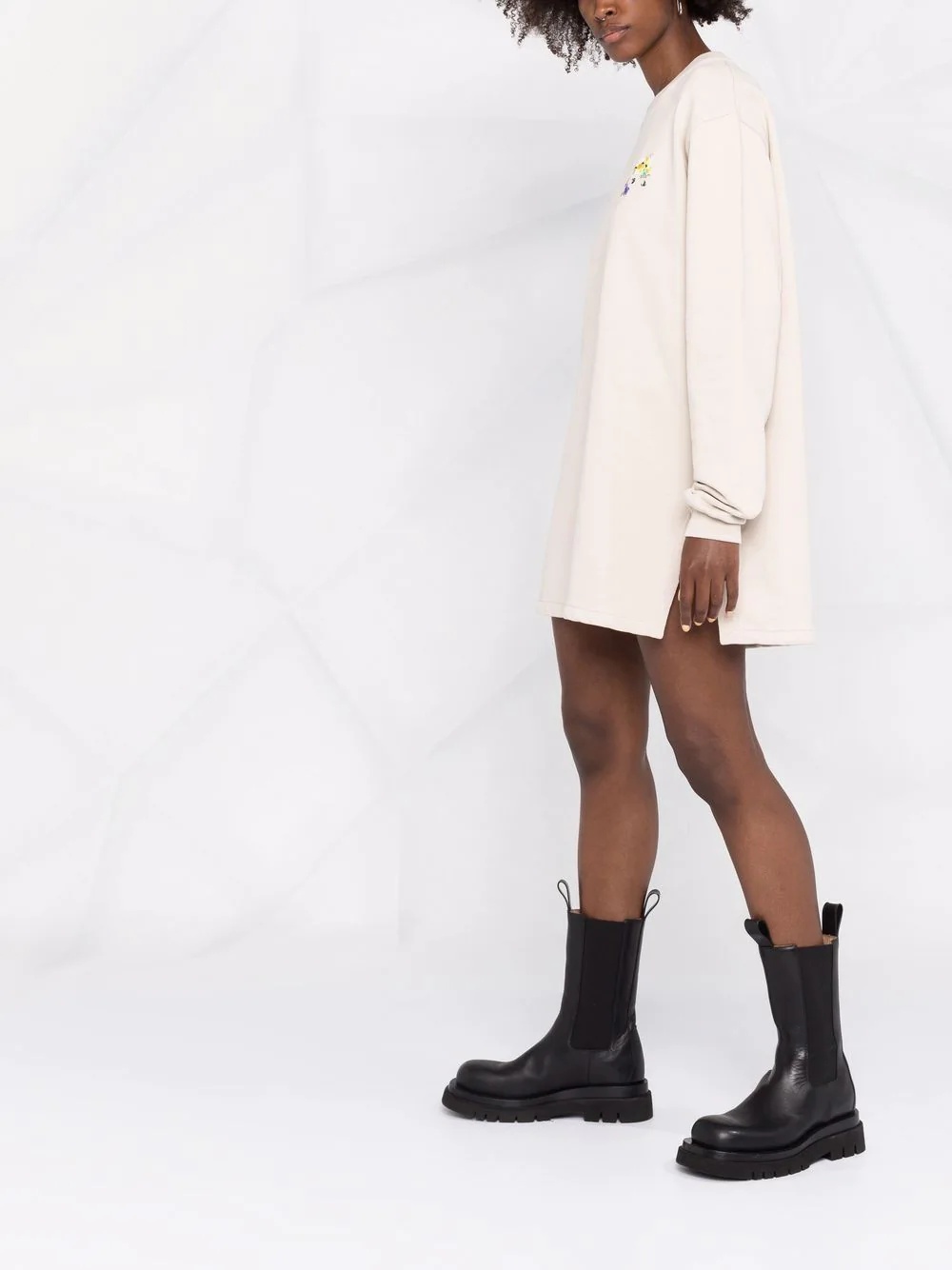 Shop Off-white Floral-arrows Sweater Dress In White