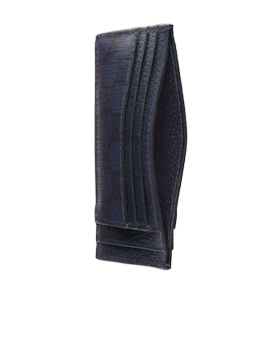 Gucci Ophidia Gg Leather Card Holder In Dark Blue