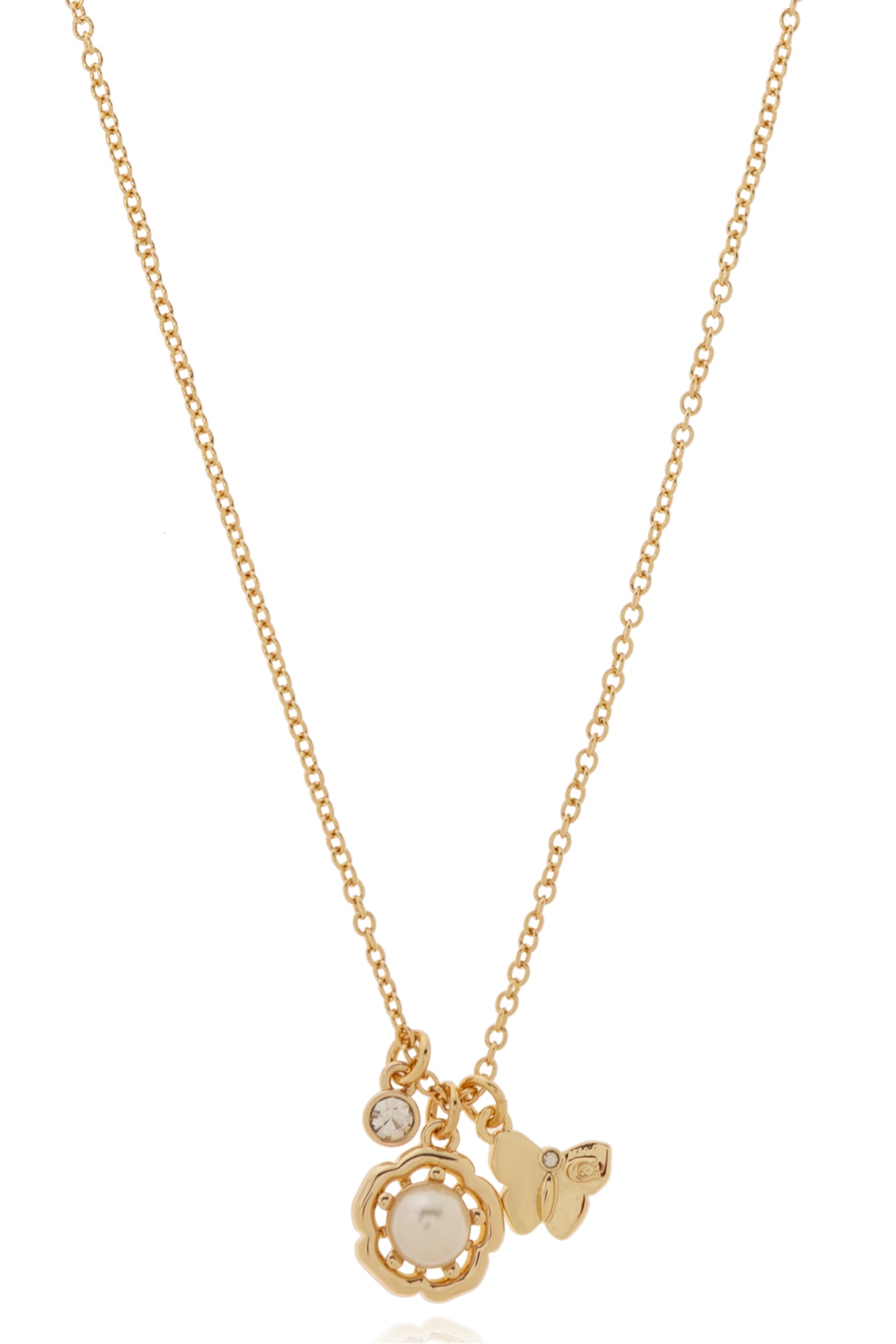 Shop Coach Floral-motif Earrings Necklace In Yellow