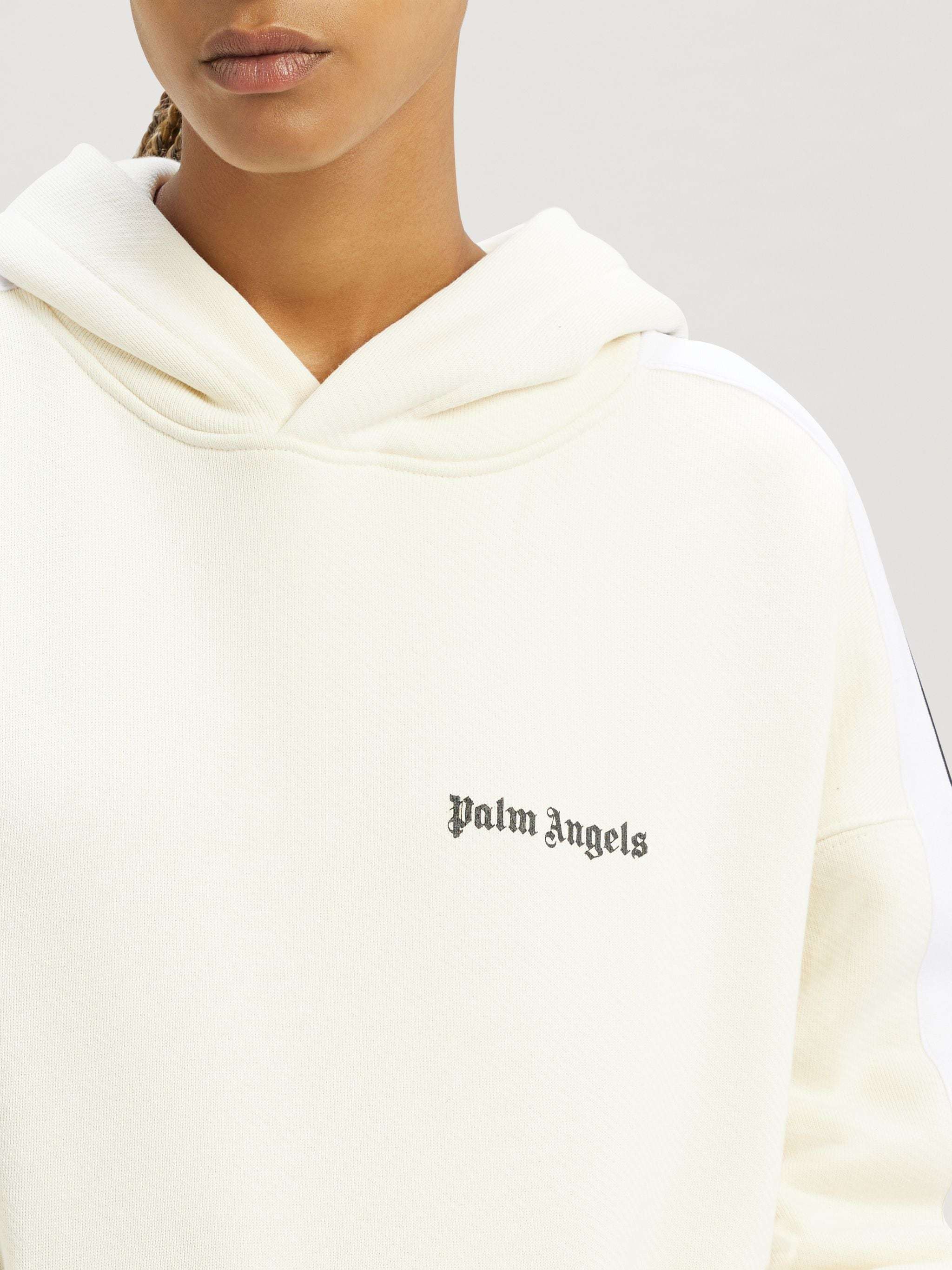 Palm Angels Side-stripe Hoodie In White