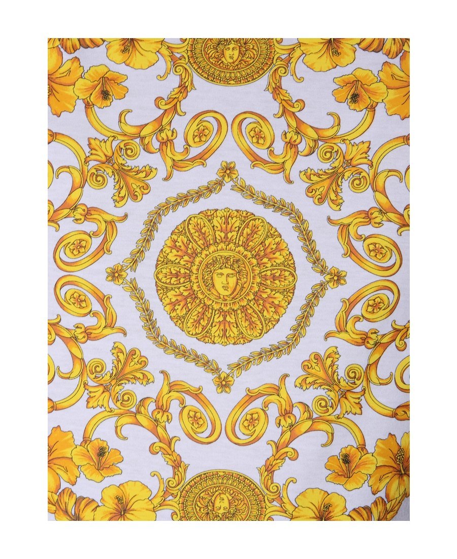 Versace White Hibiscus Printed T-shirt In White
