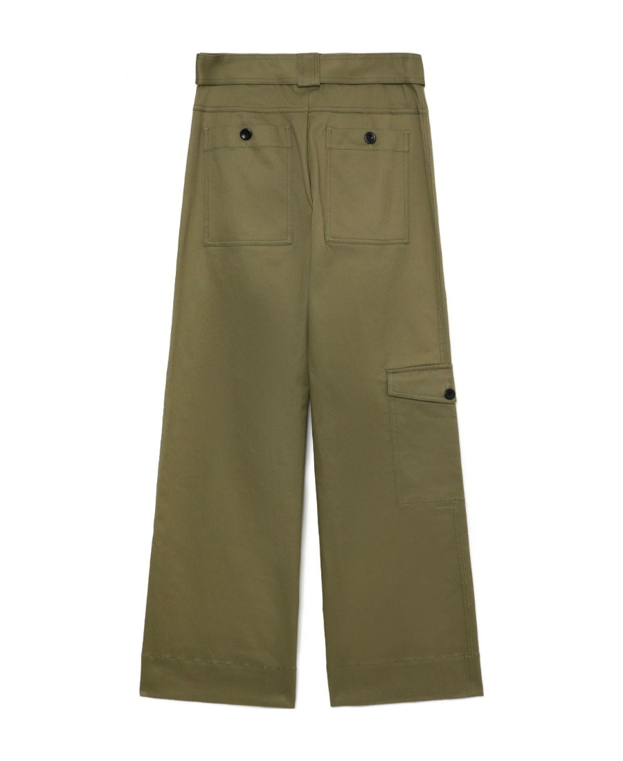 Shop Proenza Schouler Trousers With Waist And Wide Legs In Green