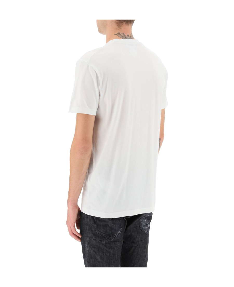 Dsquared2 Solid Color Cool Fit Crew-neck T-shirt With Printed Logo In White