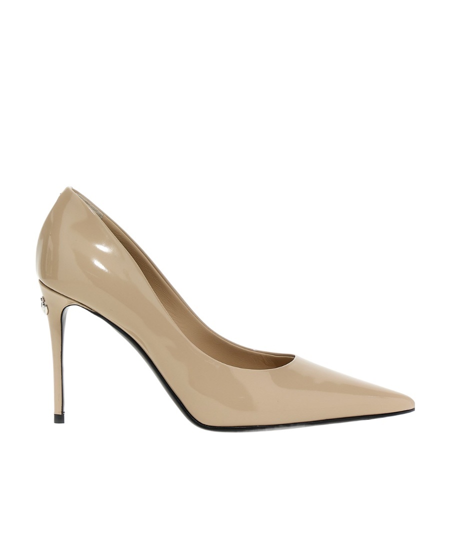Shop Dolce & Gabbana Pointed-toe Patent Leather Pumps In Nude