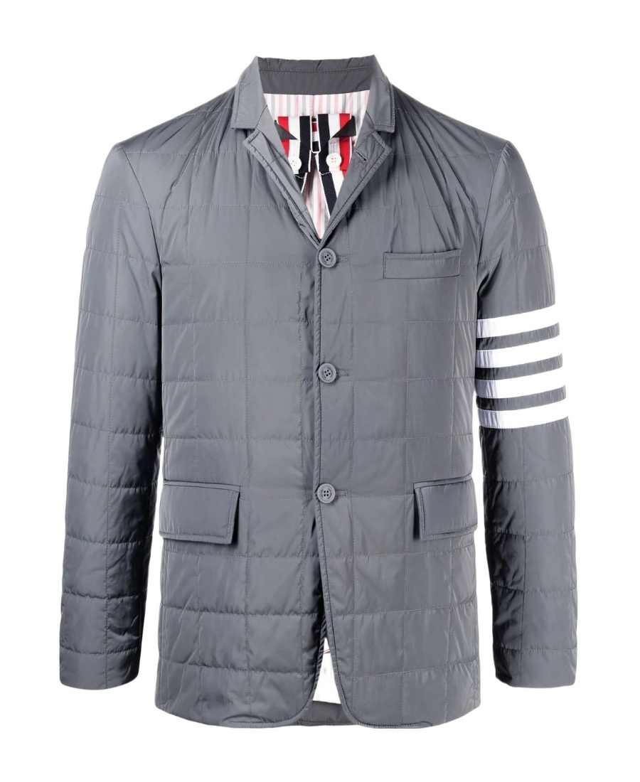 Shop Thom Browne Padded Quilted 4-bar Blazer In Gray