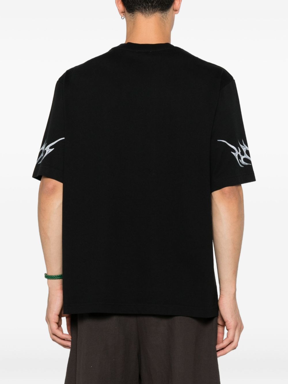 Casablanca Blades Printed Organic Cotton-jersey T-shirt In Black