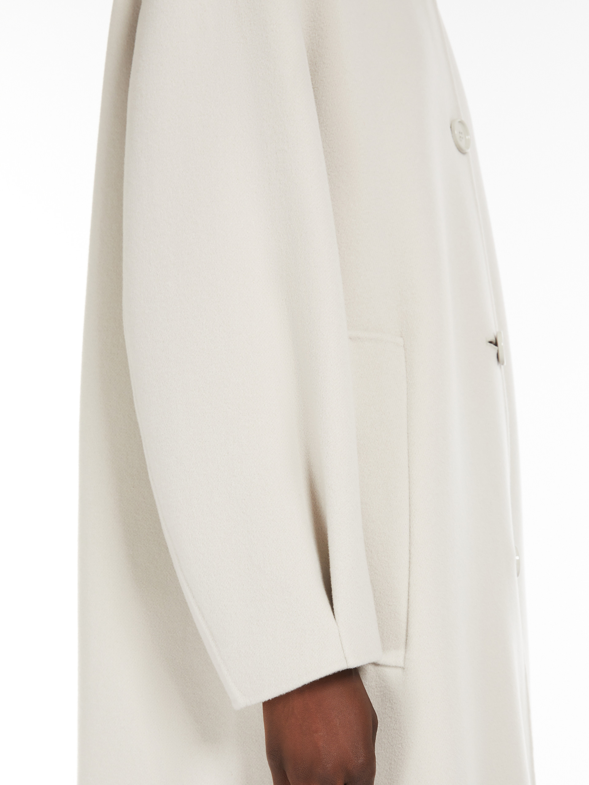 Max Mara Wool Cocoon-shaped Medium And Long Coat In Pearl Grey
