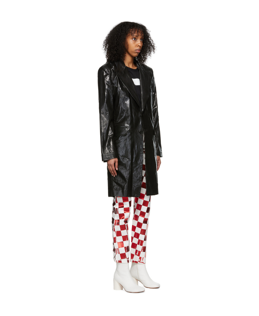 Mm6 Maison Margiela Black Faux-leather Coat In Black