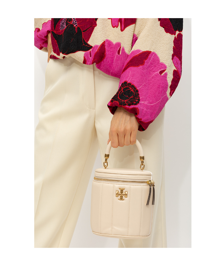 TORY BURCH LOGO-PLAQUE LEATHER TOTE BAG