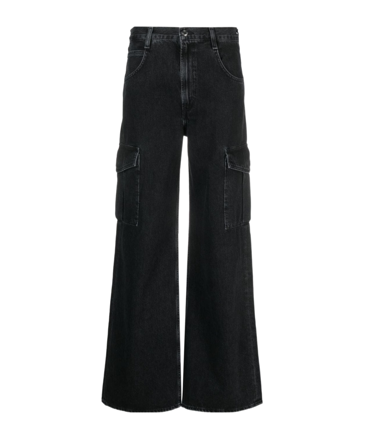 Agolde Wide-leg Cargo Jeans Featuring Belt Loops In Black