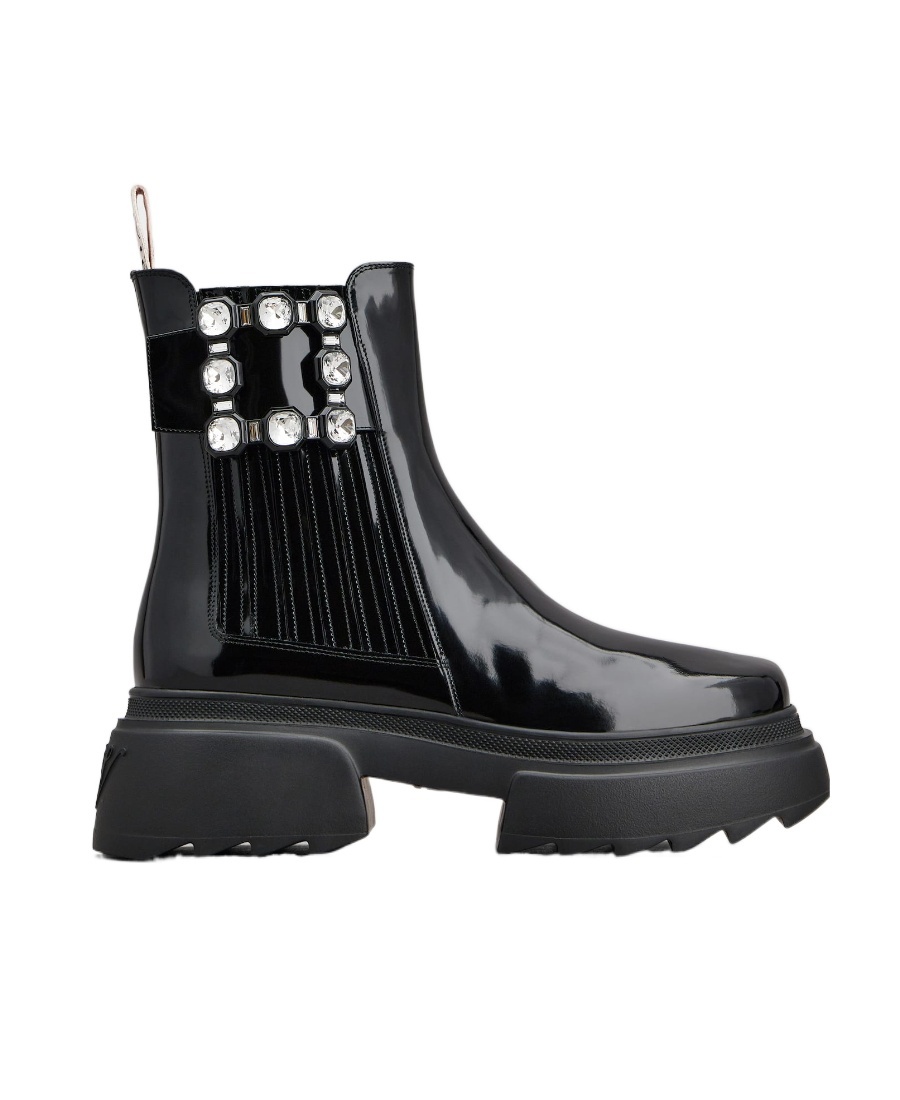Roger Vivier Wallaviv Str Buckle Chelsea Bootie In Black