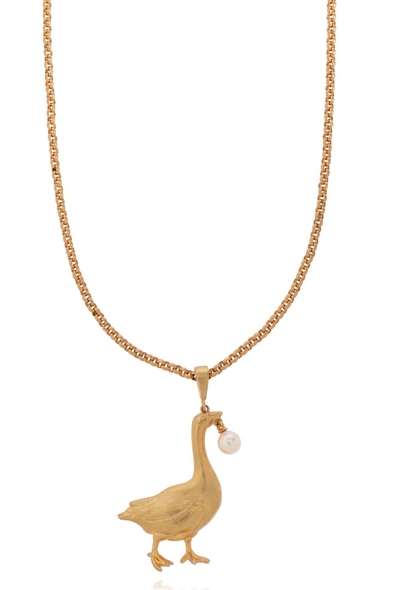 Shop Moschino Goose-pendant Necklace In Yellow