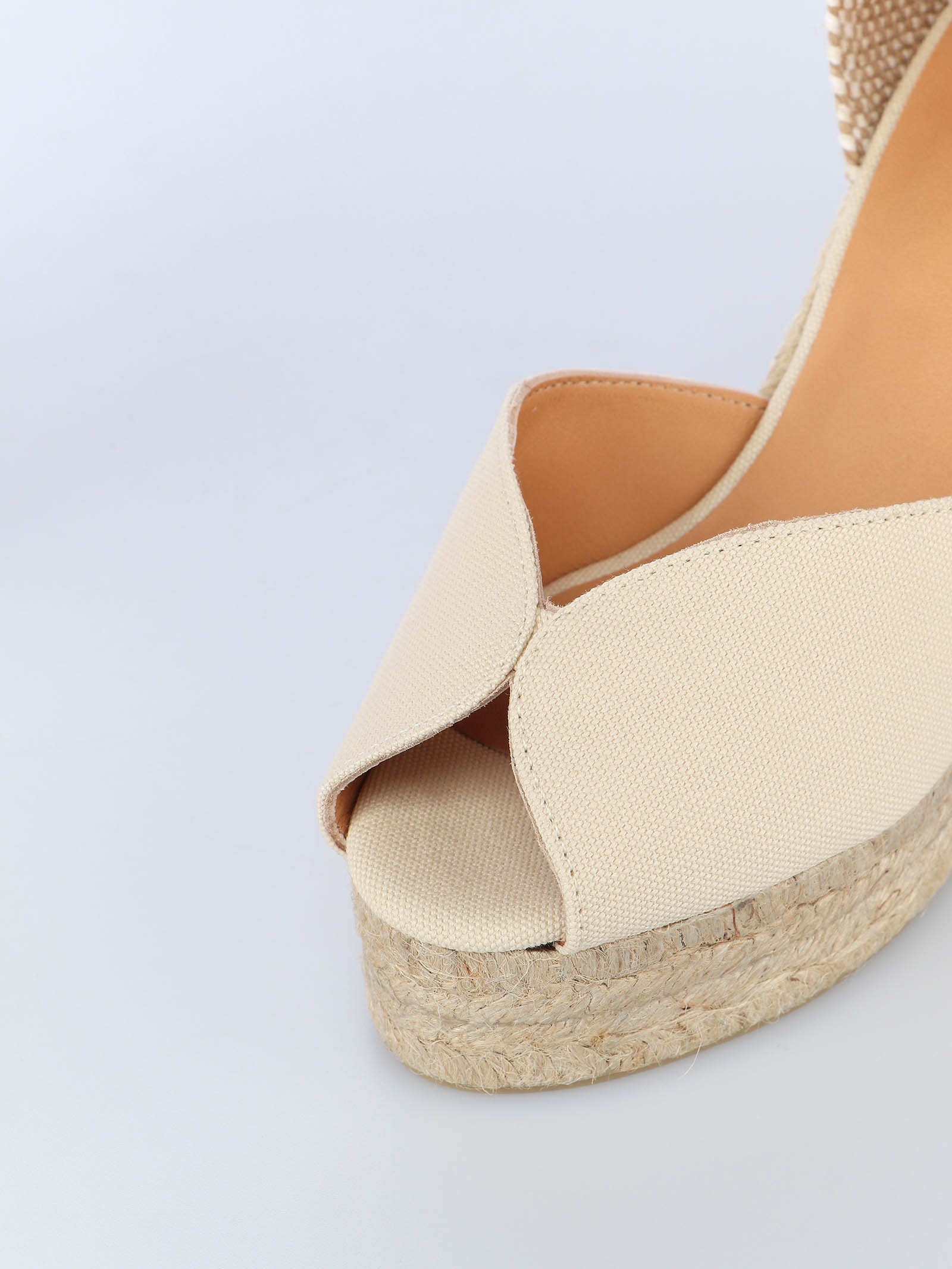 Shop Castaã±er Carol Canvas Wedge Espadrilles In Nude