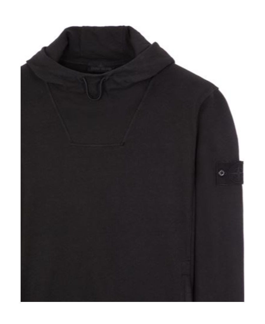 Stone Island Long-sleeved Compass Patch Hoodie In Black