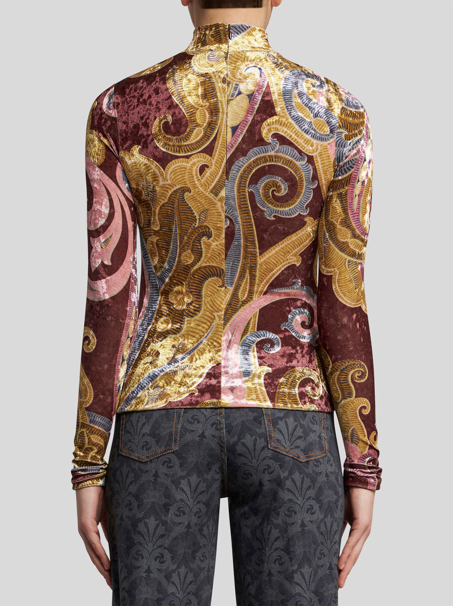 Shop Etro Printed Chenille Top In Brown