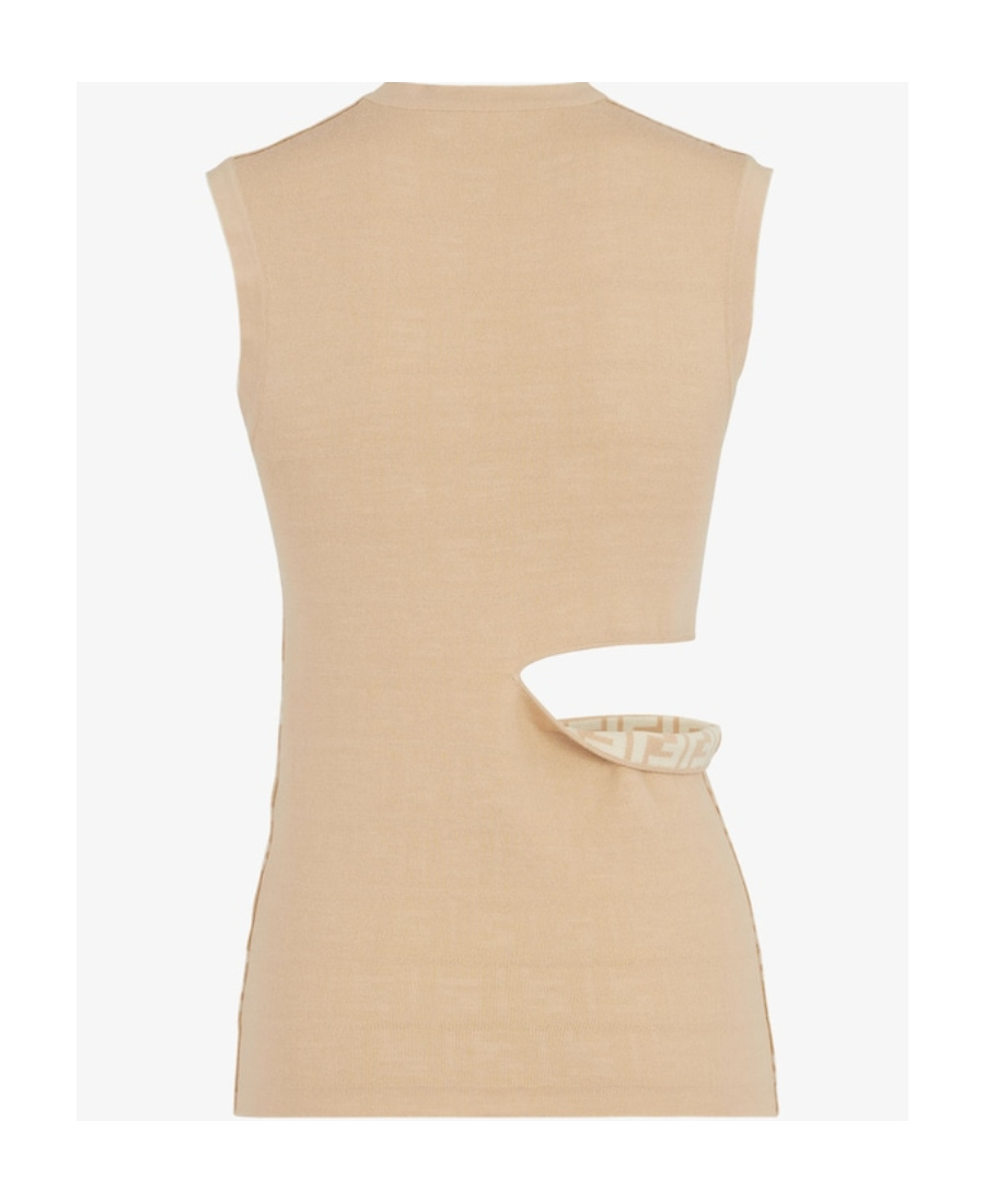 Fendi Ff Motif Reversible Sleeveless Top In Nude
