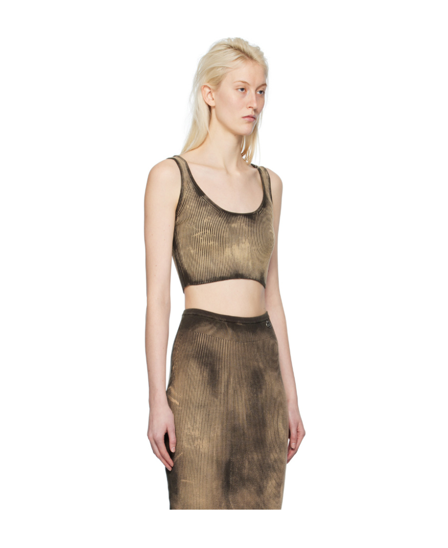 Diesel M-deidra Bleached-effect Crop Top In Brown