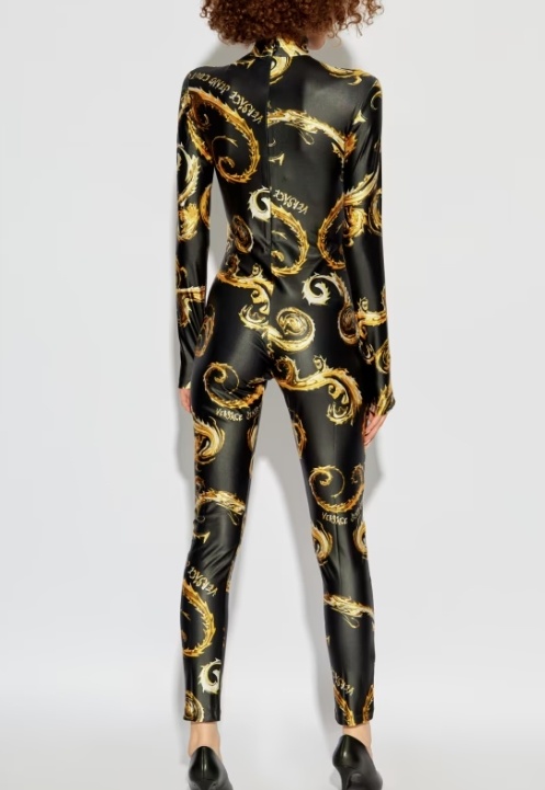 Versace Jeans Chromo Couture-print Jumpsuit In Black