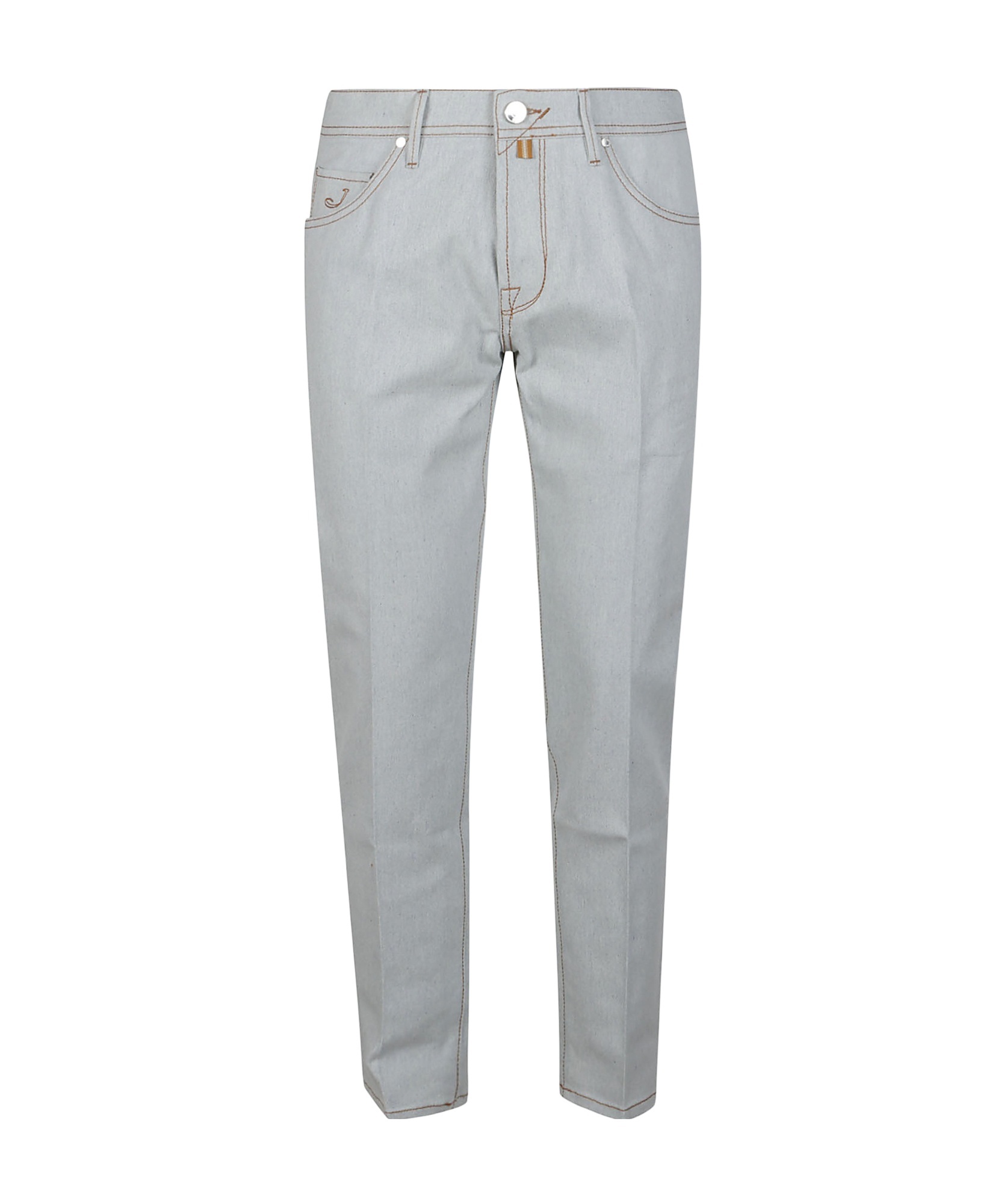 Jacob Cohen Belt Ring Denim Trousers In Gray