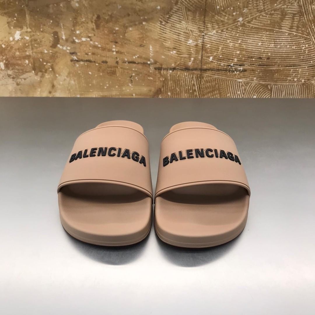 Balenciaga Logo Slide In Brown