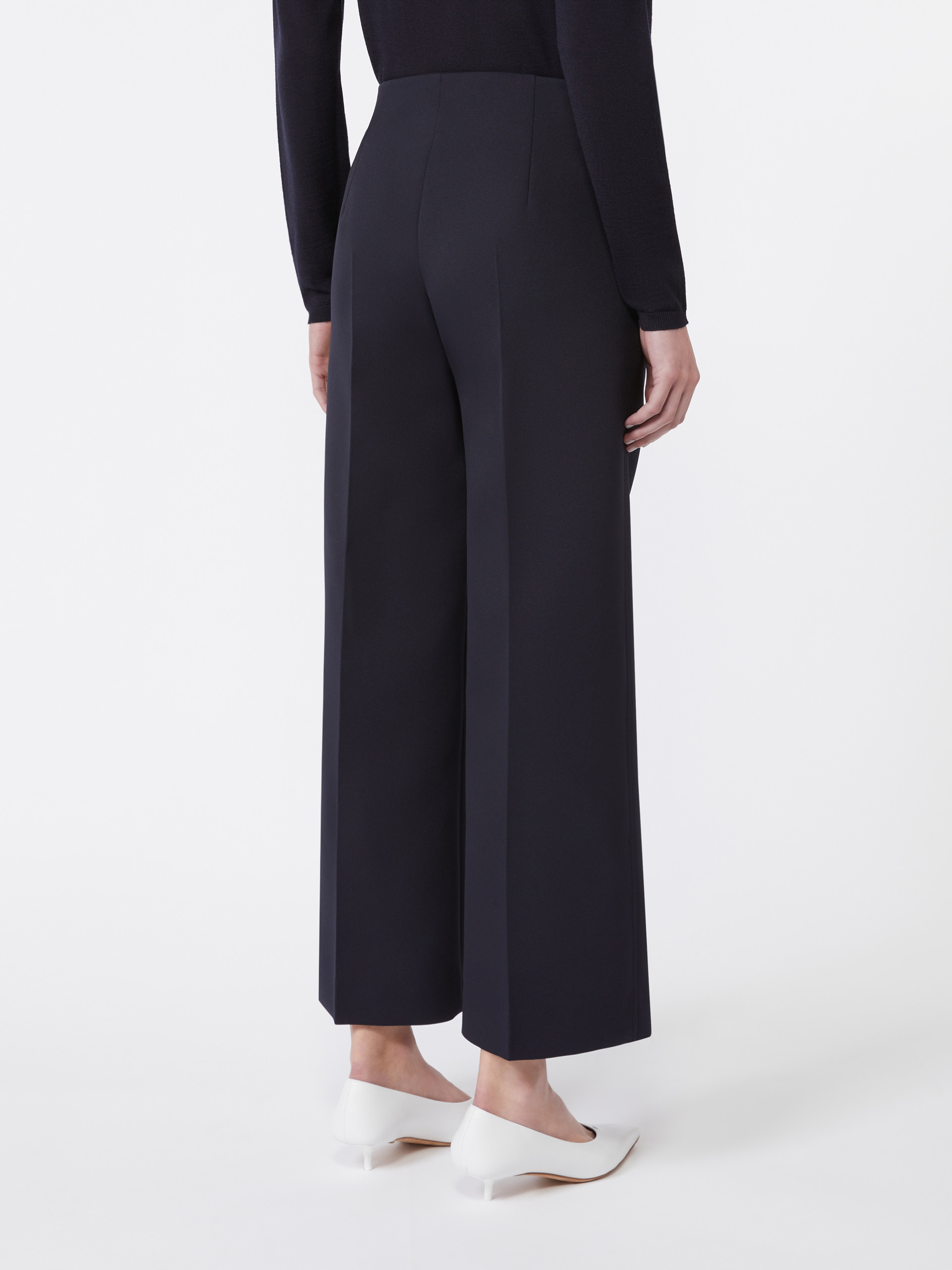 Max Mara Washed Fabric Cropped Trousers In Black