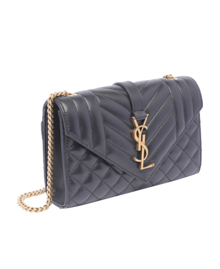 Saint Laurent Small Envelope Quilted Shoulder Bag In Black