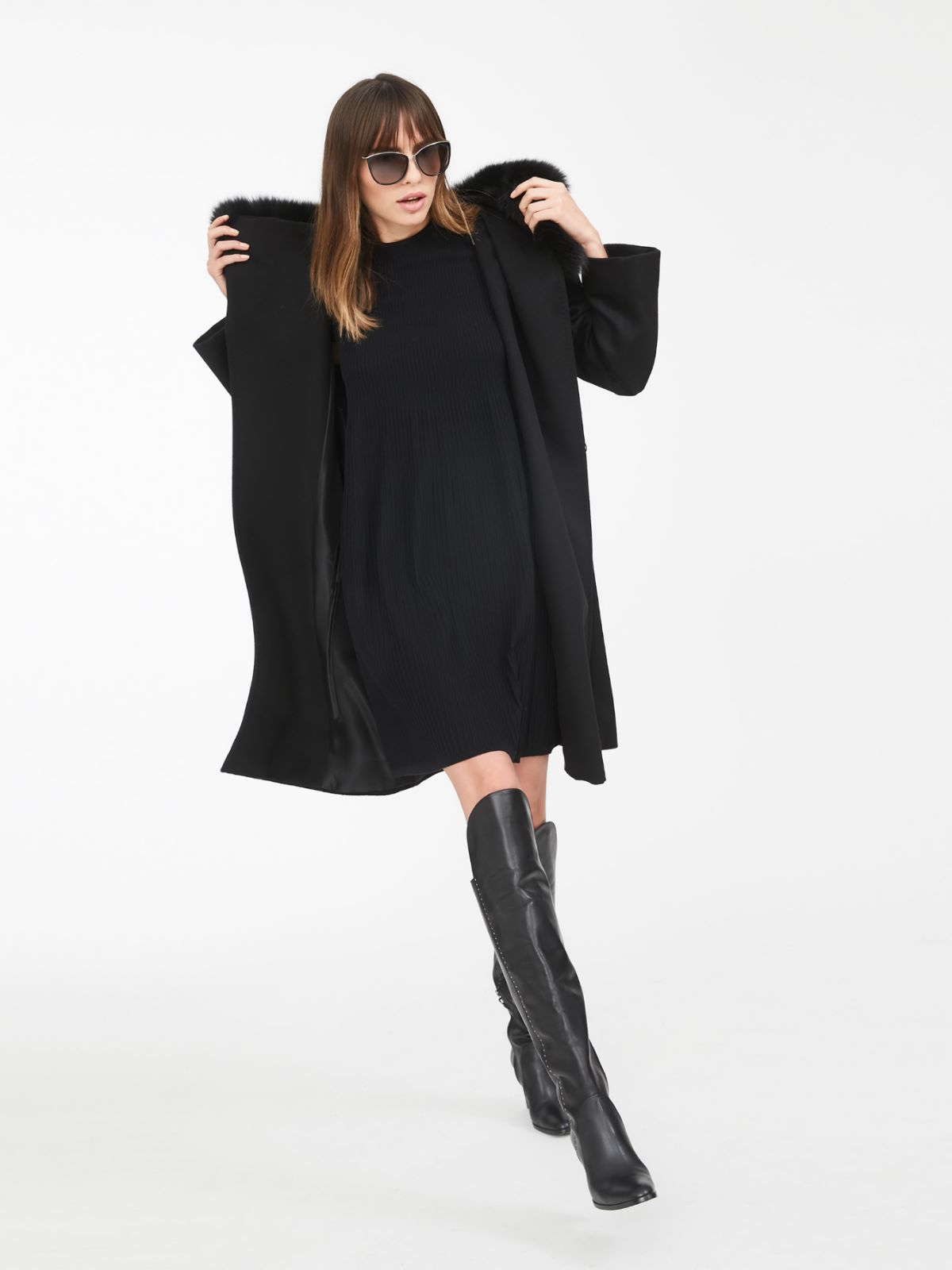 Max Mara Hooded Coat In Black