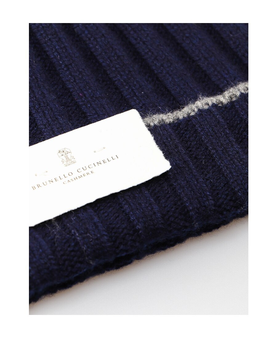 Brunello Cucinelli Contrast-trim Cashmere Beanie In Black