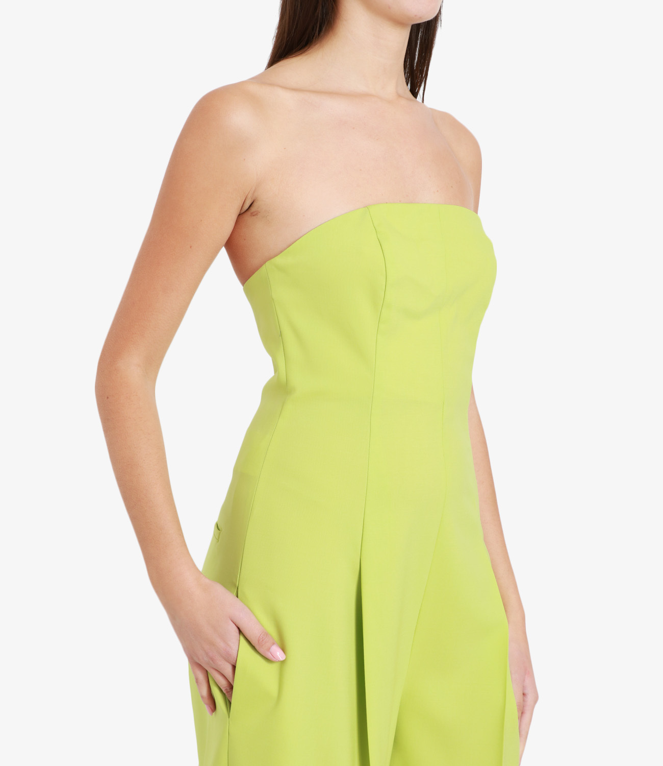 Philosophy Di Lorenzo Serafini Strapless Straight-leg Jumpsuit In Yellow