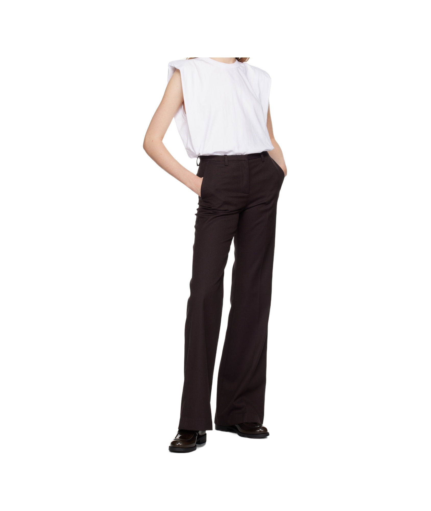 THE FRANKIE SHOP PURPLE LYRA FLARED TROUSERS