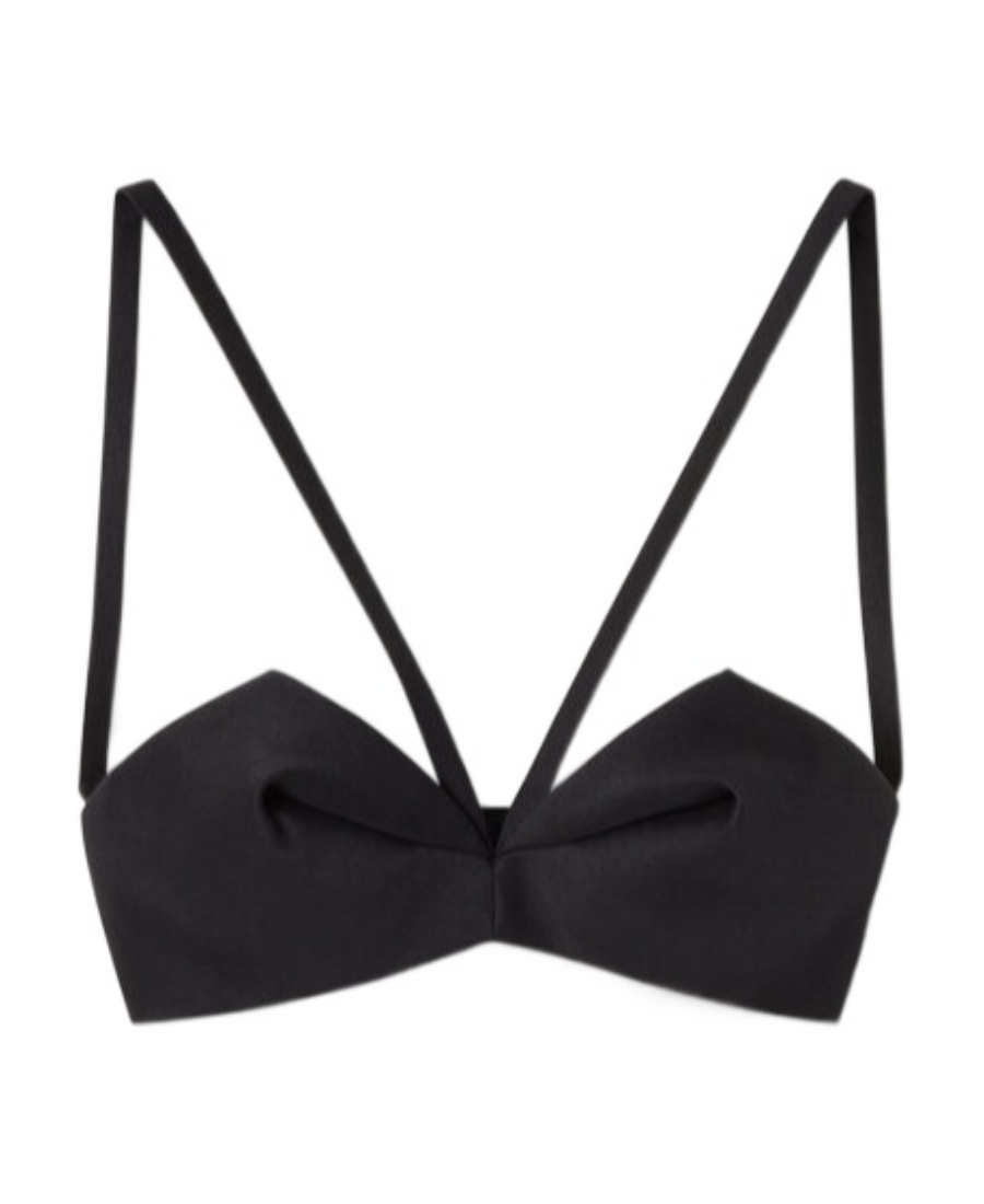 Versace Folded Wool-silk Bustier Top In Black