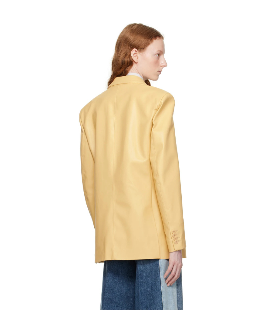 Stella Mccartney Yellow Oversized Faux-leather Blazer In Nude