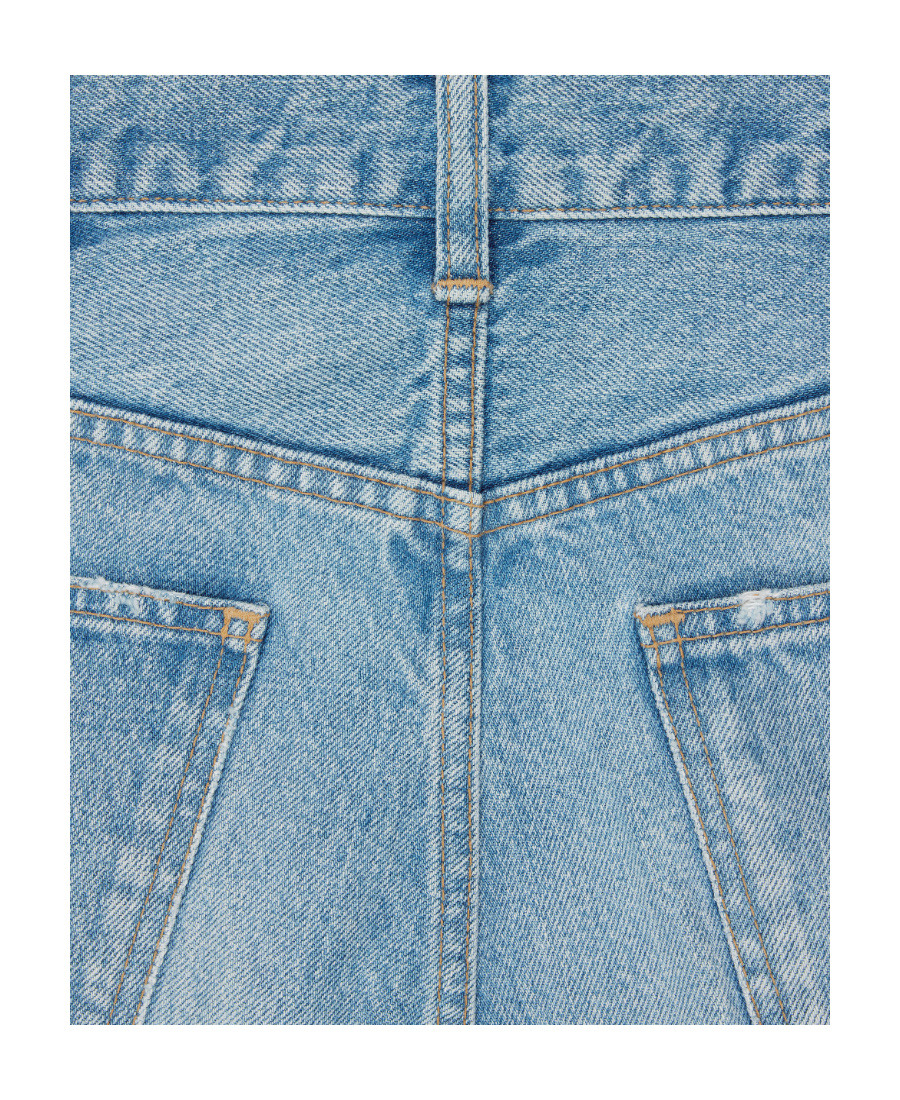 Celine Rough-edged Middle-waist Jeans In Blue