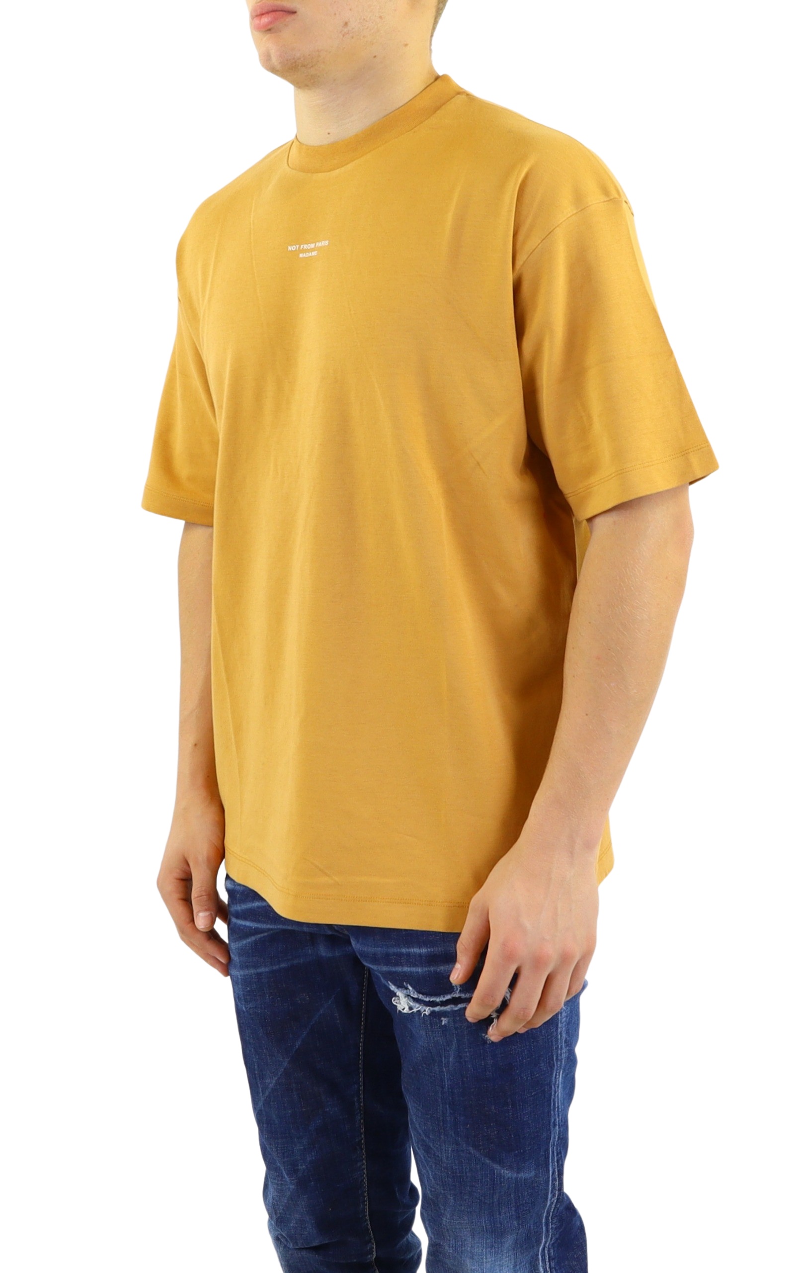Drôle De Monsieur T-shirt With Round Neck And Short Sleeves In Yellow