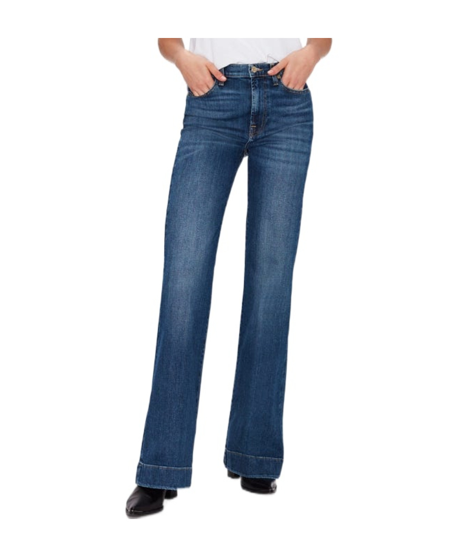 7 For All Mankind Cropped Denim Jeans In Blue