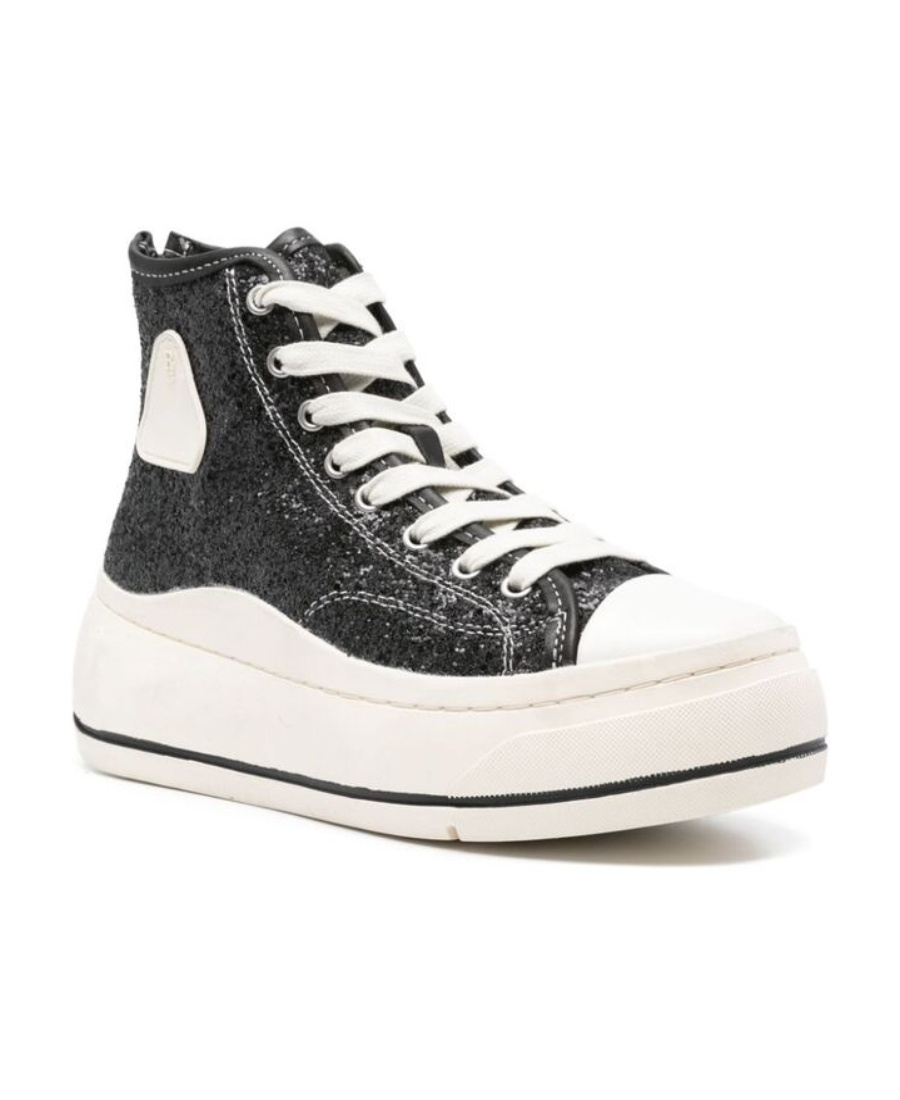 R13 Kurt Glittered Platform Sneakers In Black