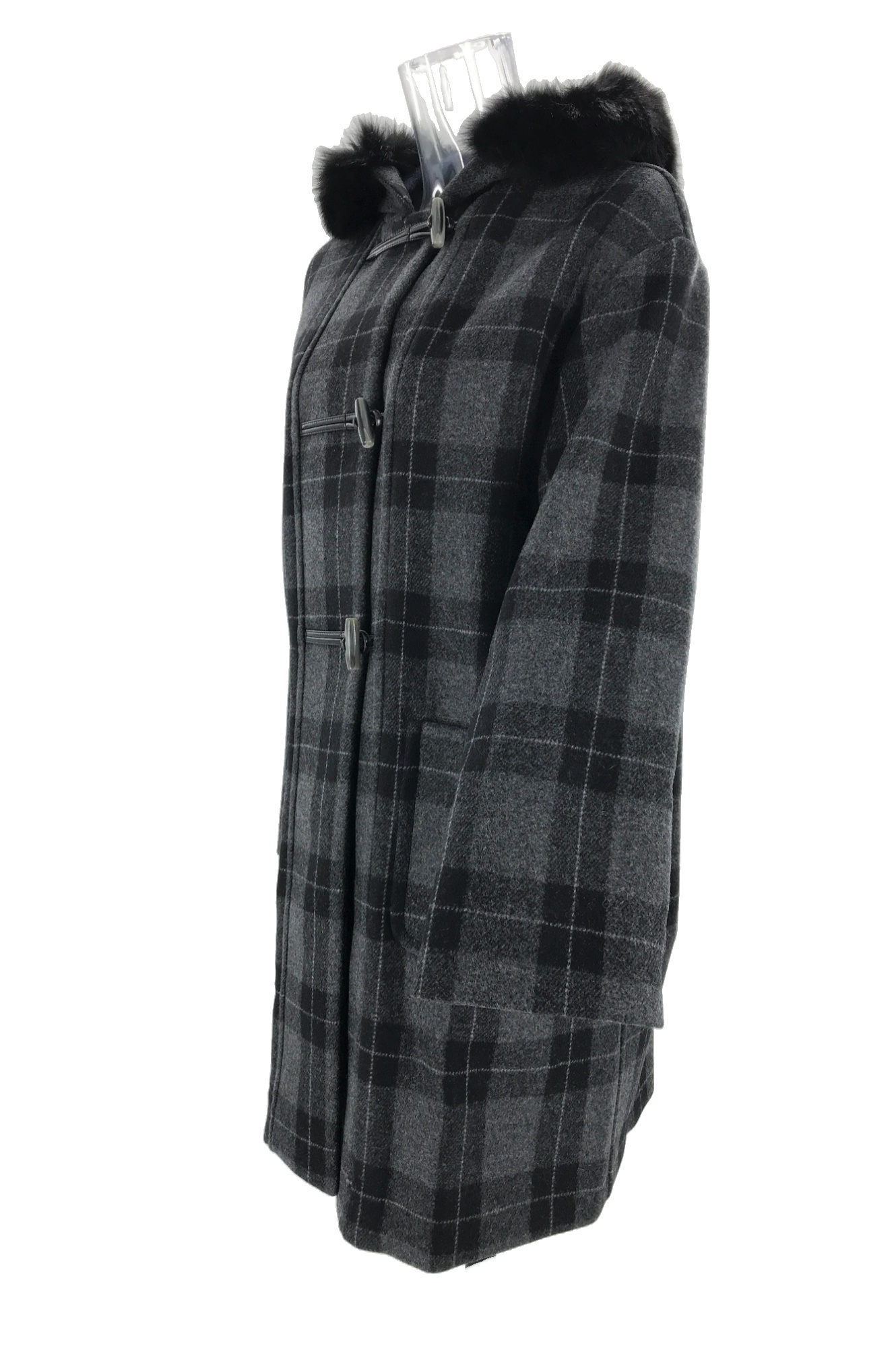 Max Mara Plaid Coat In Black