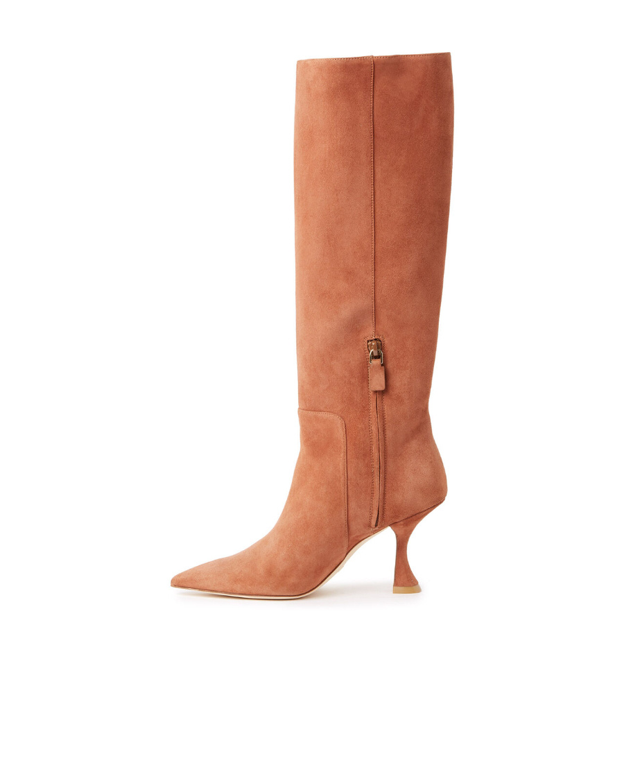 Stuart Weitzman Pointed-toe High-heel Boots In Pink