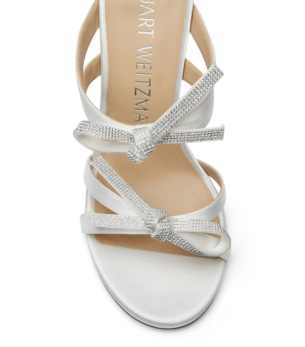 Stuart Weitzman 110mm Sw Bow Crystal Embellished Sandals In White