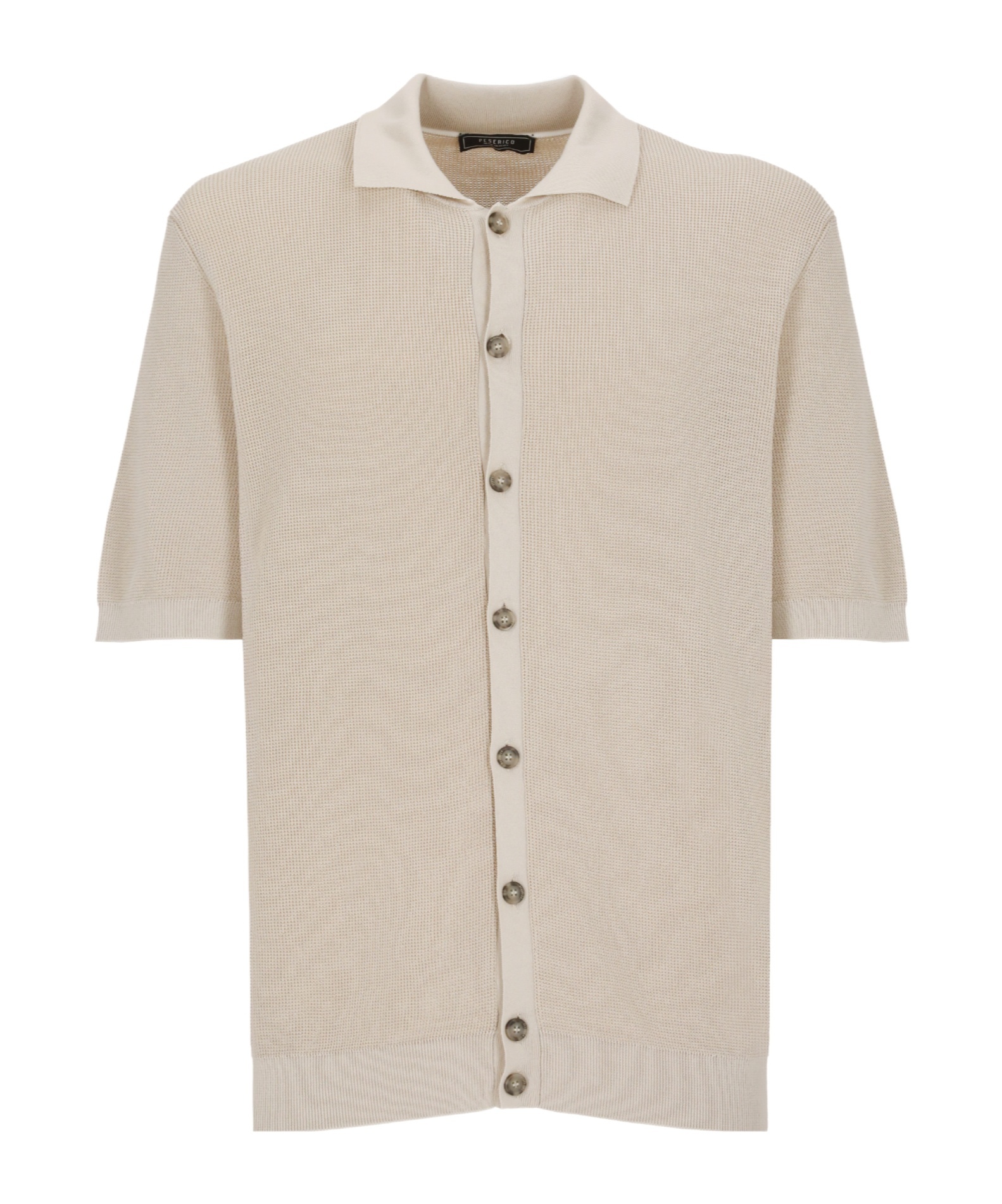 Peserico Polo Cardigan In Pure Cotton Yarn In Neutral