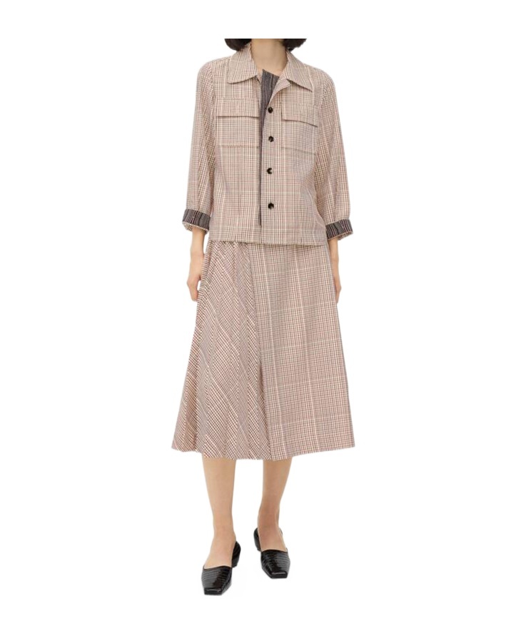 Bottega Veneta Shirt Mini Check Tech Viscose In Nude