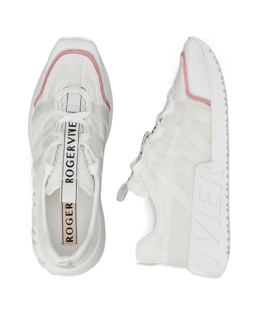 Roger Vivier Viv' Go Lace Up Sneakers In Technical Fabrics In White