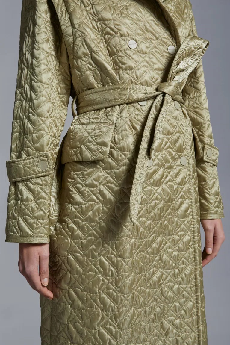 Shop Moncler Samare Padded Trench Coat In Green