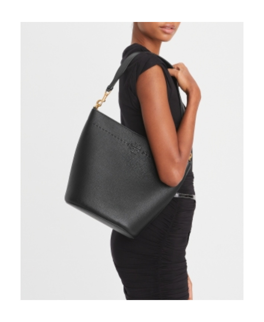 TORY BURCH MCGRAW EMBOSSED-LOGO BUCKET BAG