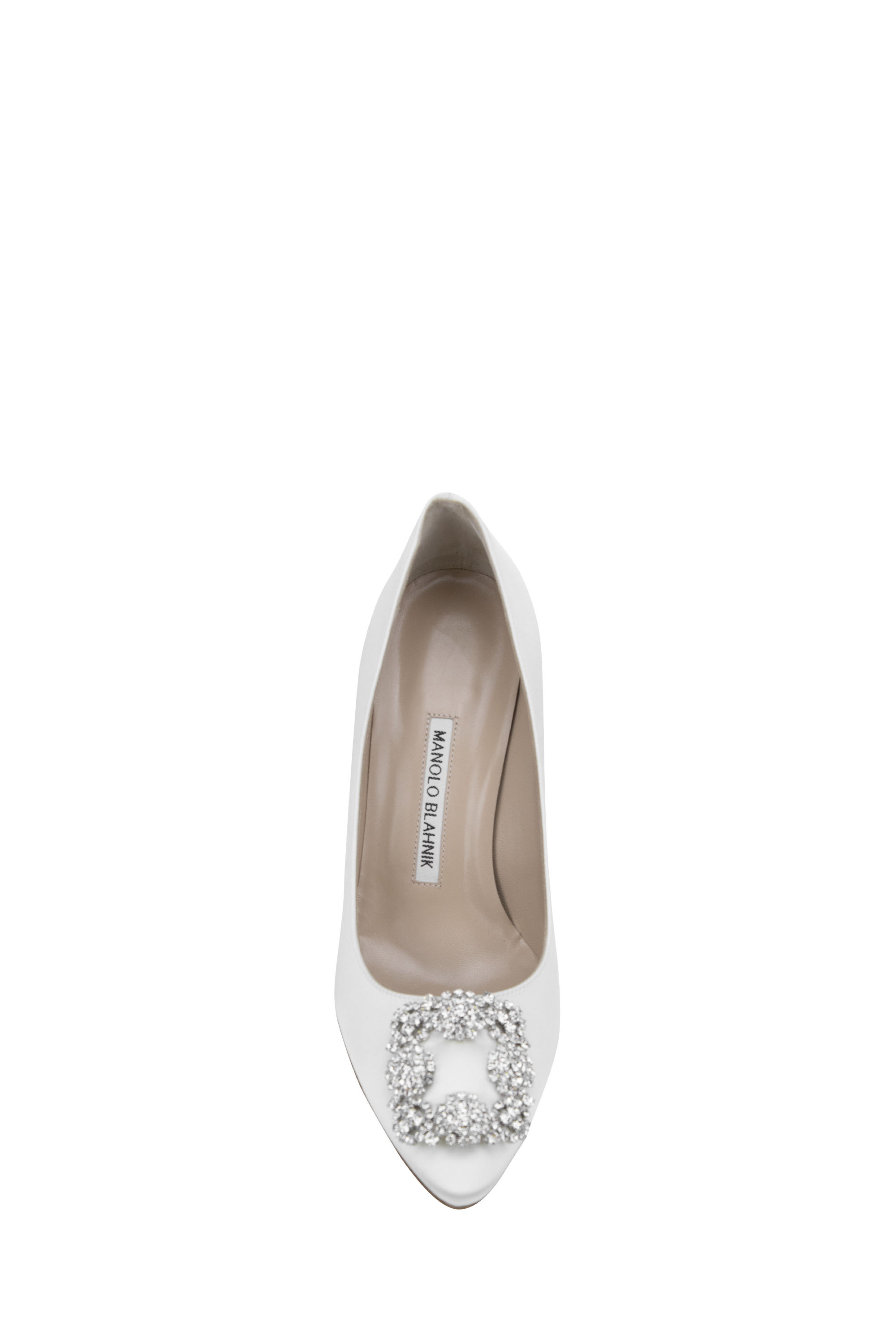 Manolo Blahnik Hangisi Crystal-trimmed Clasp High Heels In White