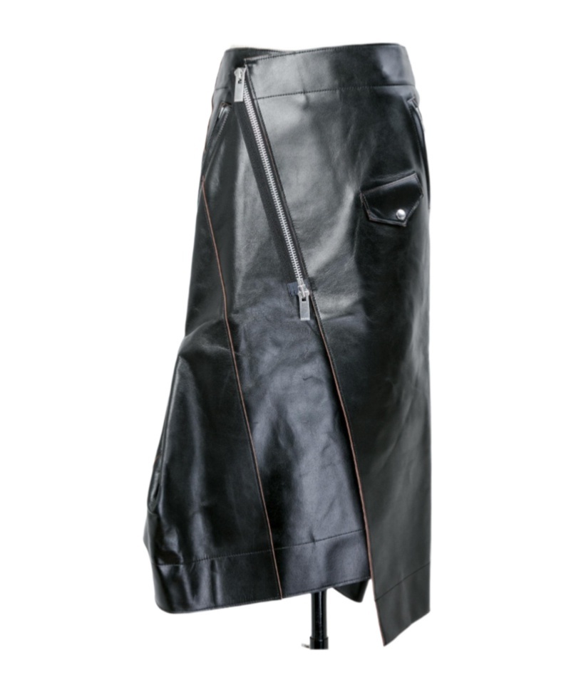 Sacai Leather Skirt In Blue