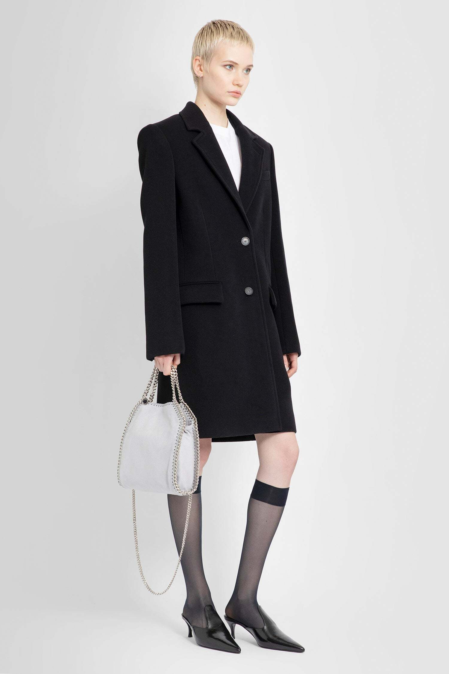 Stella Mccartney Black Wool Coat In Black