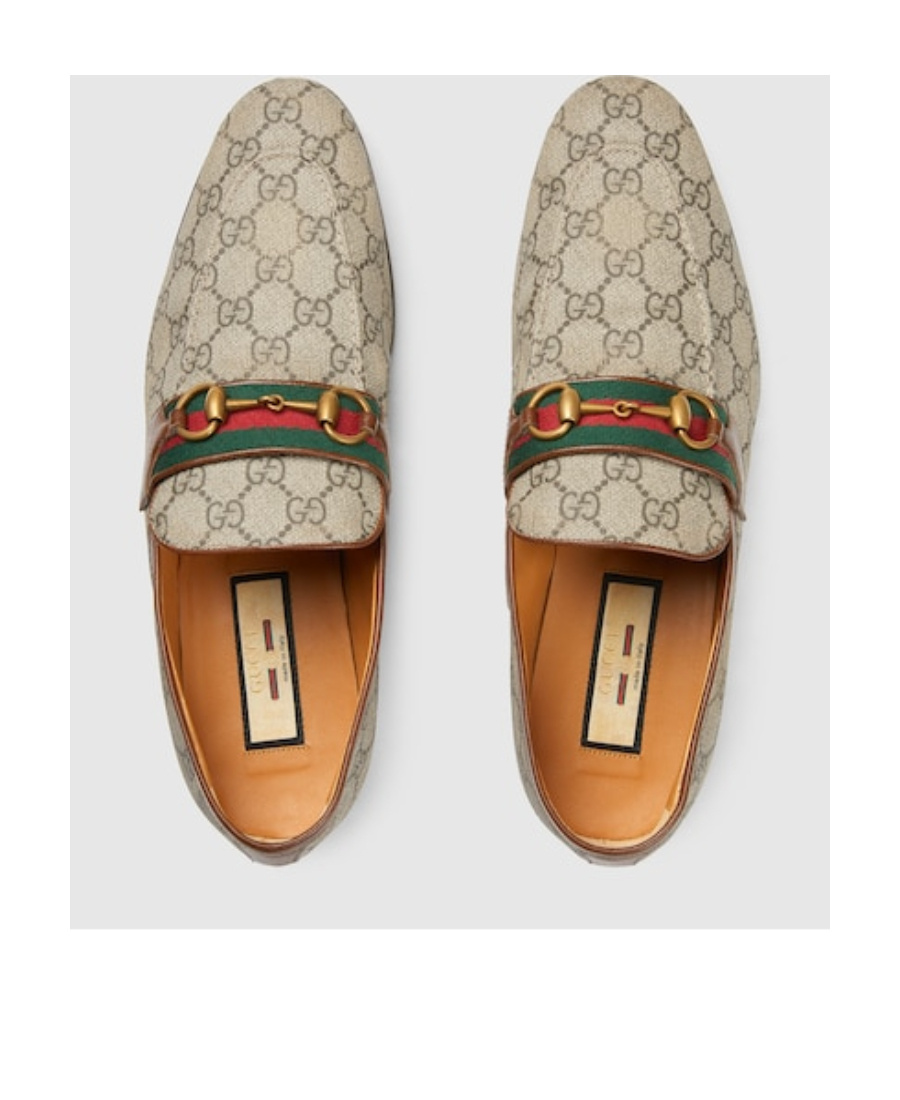 Gucci Horsebit Gg-canvas Loafers In Nude